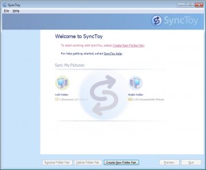 SyncToy's opening screen